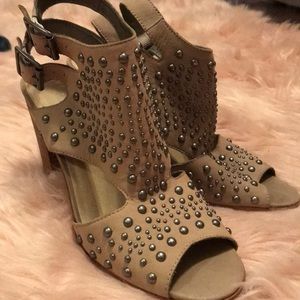 Taupe studded sandle booties Very volatile